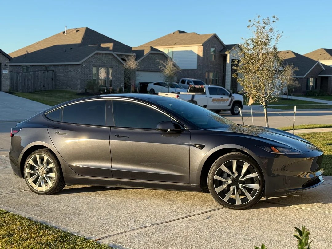 Tesla with dark tinted windows