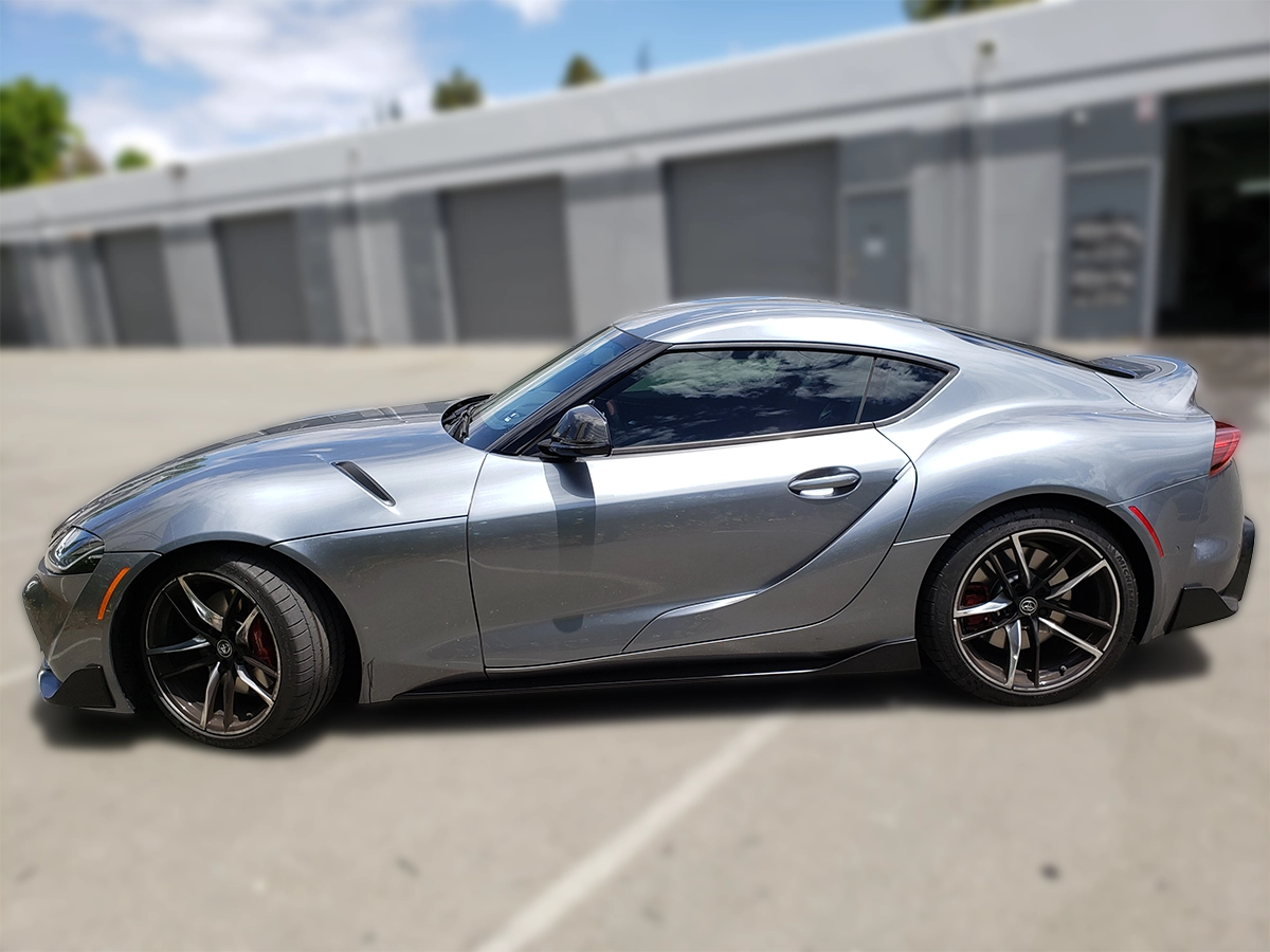 Car with professionally tinted side windows